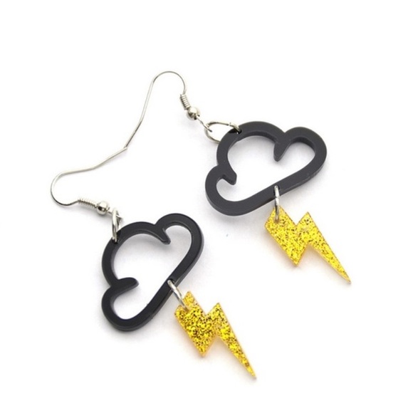 ⚡️Awesome acrylic cloud Lightning glitter drop earrings 🌩 - Picture 3 of 7